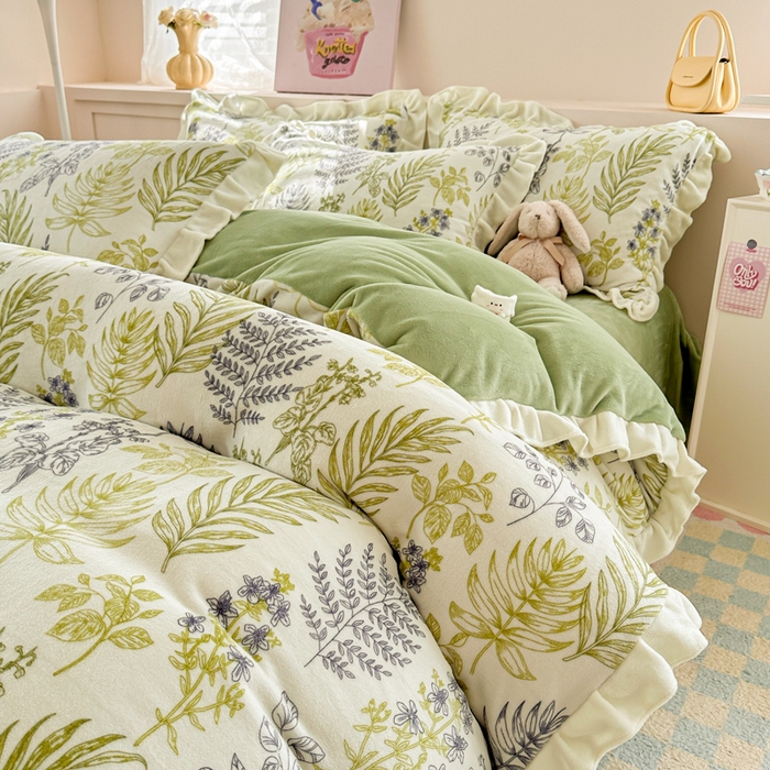 91家纺网 家纺一手货源 找家纺 典曼家纺 2024新款A类韩版牛奶绒四件套 绿野仙踪