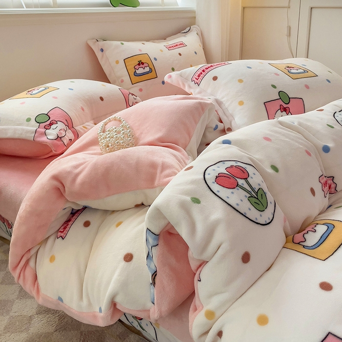 91家纺网 家纺一手货源 找家纺 乐童家纺 2024新款跑量款牛奶绒床裙四件套 活力宝贝