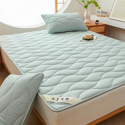 91家纺网 家纺一手货源 找家纺 3C 新款A类无染全棉抑菌棉花夹棉床护垫 无染-天空蓝