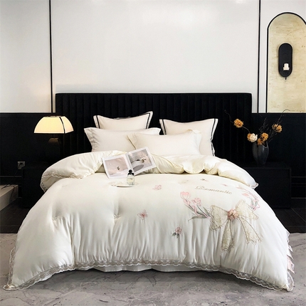 宅家居 2024新款法式刺绣手工立体钉珠款蚕蛹蛋白冬被芯-花仙子 花仙子-白色