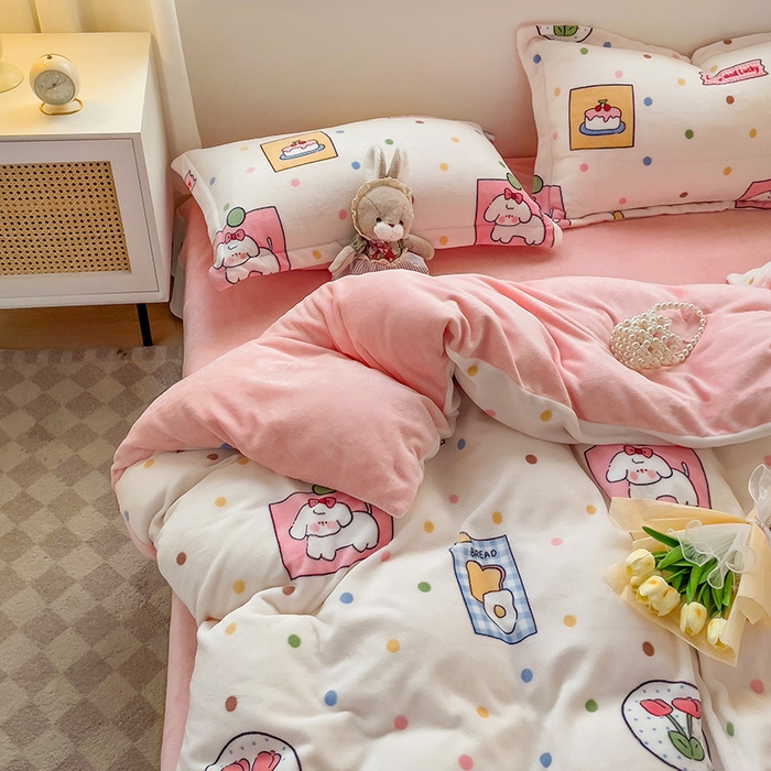 91家纺网 家纺一手货源 找家纺 乐童家纺 2024新款跑量款牛奶绒床裙四件套 活力宝贝