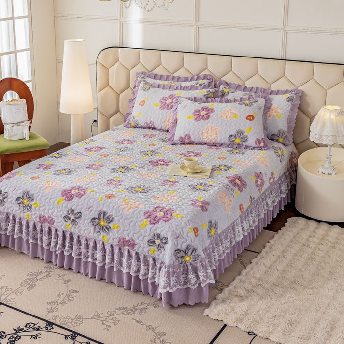 91家纺网 家纺一手货源 找家纺 美莱家纺 2024直播热款加厚秋冬牛奶绒床盖单件床罩床盖四件套 夏花