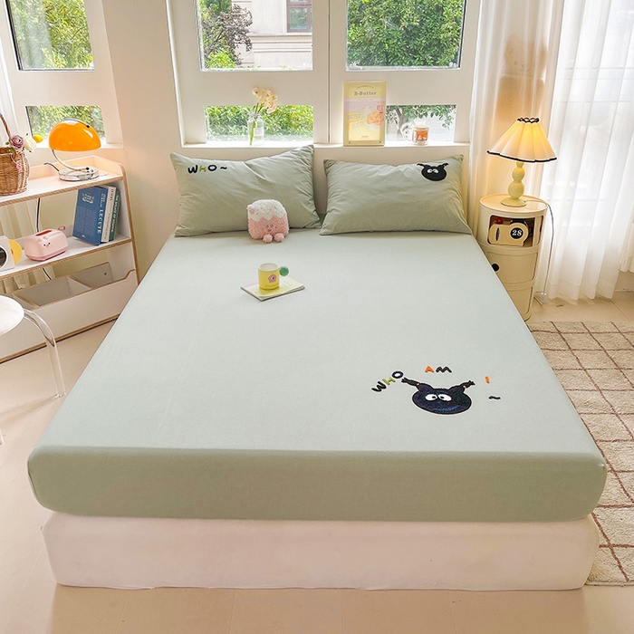 91家纺网 家纺一手货源 找家纺 （总）3C 2024新款全棉色织水洗棉可爱毛巾绣床笠