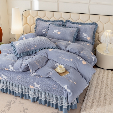 美莱家纺 2024直播热款加厚秋冬牛奶绒床盖单件床罩床盖四件套 梦想明天
