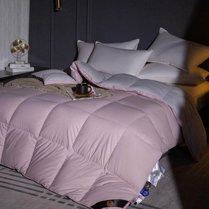 91家纺网 家纺一手货源 找家纺 （总）颐羽达 厂家45天丝立体羽绒被套纯色AB版自充绒半成品防钻绒鹅绒被被壳