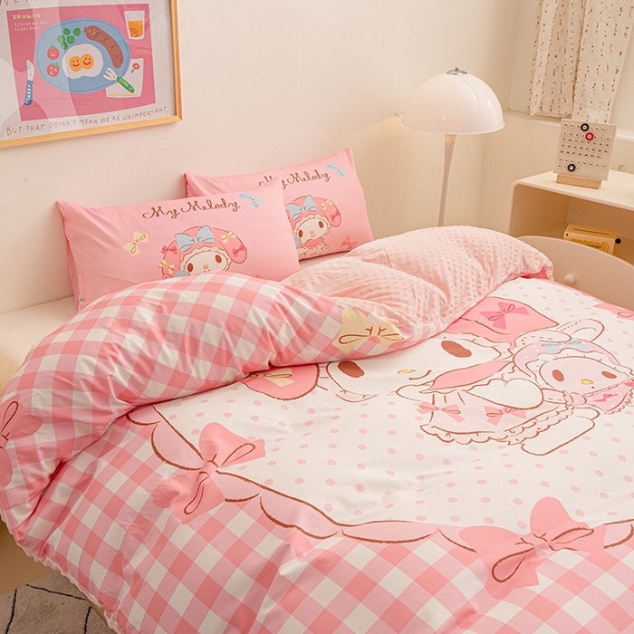 91家纺网 家纺一手货源 找家纺 睡棉坊 2024新款库洛米正版带标可拆洗冬被A版全棉13070B版豆豆绒单被套绒被子 玩偶美乐蒂