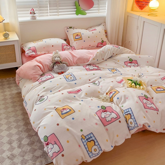 91家纺网 家纺一手货源 找家纺 乐童家纺 2024新款跑量款牛奶绒床裙四件套 活力宝贝