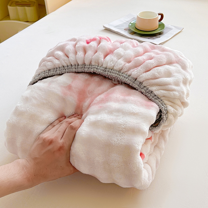 91家纺网 家纺一手货源 找家纺 喜居 2024新款A类兔毛泡泡牛奶绒床笠单床笠三件套 小美好-粉