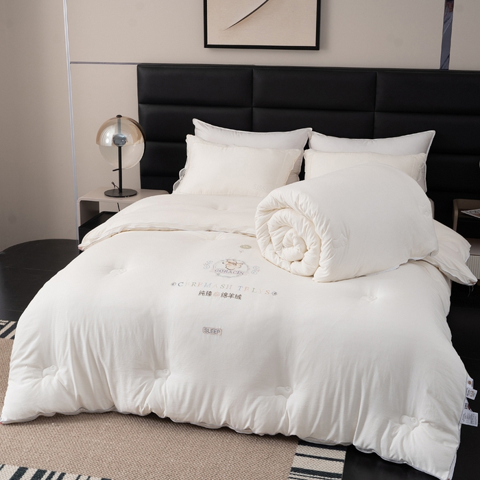 91家纺网 家纺一手货源 找家纺 （总）棉乐町家居 2025新款100%澳洲绵羊绒子母被