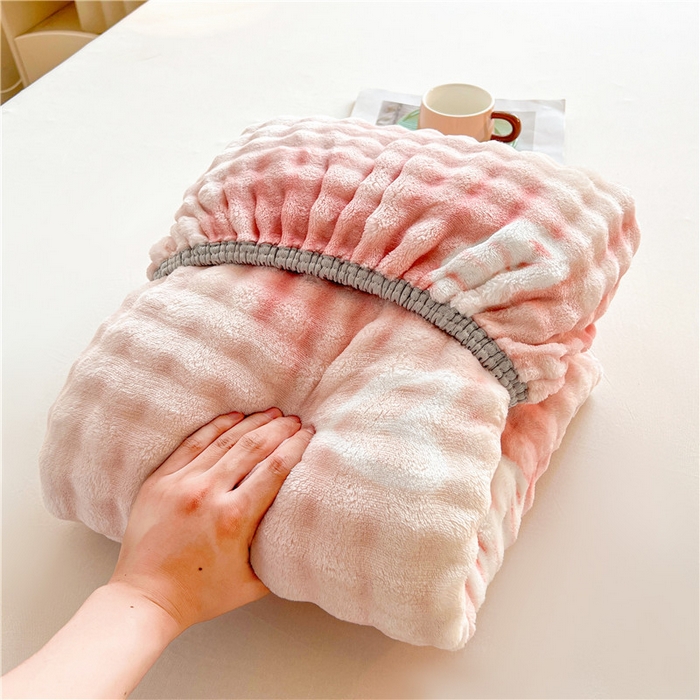 91家纺网 家纺一手货源 找家纺 喜居 2024新款A类兔毛泡泡牛奶绒床笠单床笠三件套 心动粉