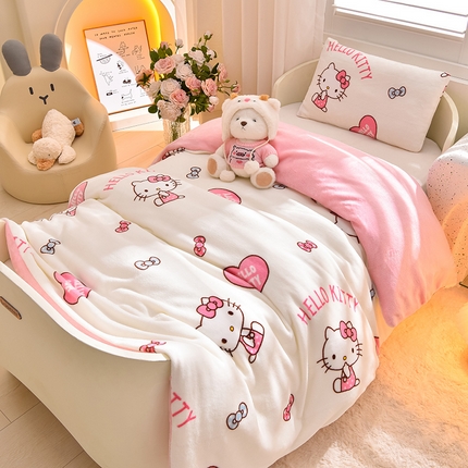 91家纺网 家纺一手货源 找家纺 （总）宝贝优选 2024新款三丽鸥牛奶绒可拆卸款冬被被子被芯