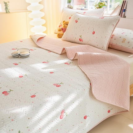 91家纺网 家纺一手货源 找家纺 （总）X猫先生 2025新款全棉床盖小清新夹棉水洗炕盖床盖套件-跑量款