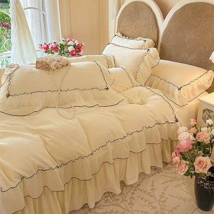 91家纺网 家纺一手货源 找家纺 （总）艾晶美家纺有限公司 2025新款小法试加厚牛奶绒四件套--芭莎