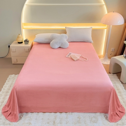 91家纺网 家纺一手货源 找家纺 金盛纺 2024新款牛奶绒纯色单床单 花粉