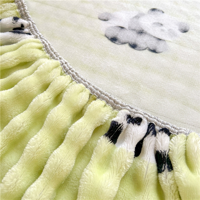 91家纺网 家纺一手货源 找家纺 喜居 2024新款A类兔毛泡泡牛奶绒床笠单床笠三件套 小熊宝