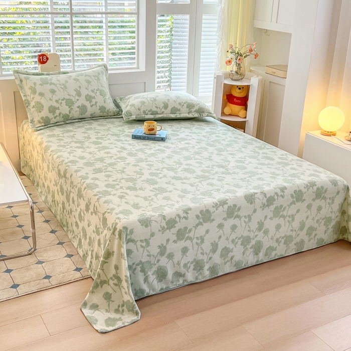 91家纺网 家纺一手货源 找家纺 金盛纺 2024新款雕花牛奶绒床单系列 约定-绿