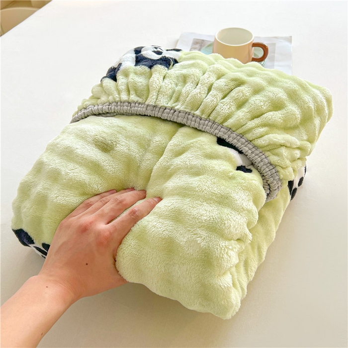 91家纺网 家纺一手货源 找家纺 喜居 2024新款A类兔毛泡泡牛奶绒床笠单床笠三件套 小熊宝