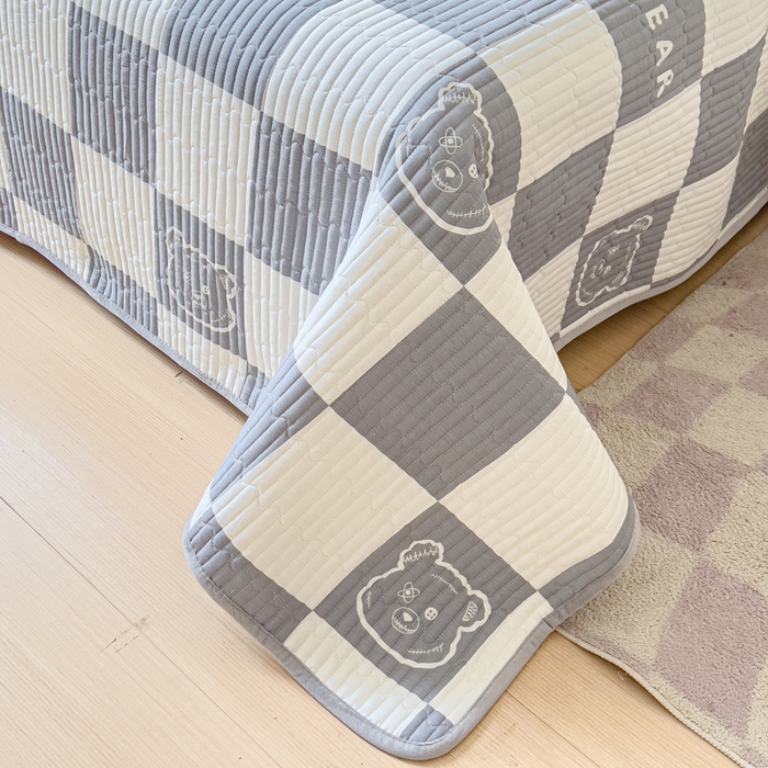 91家纺网 家纺一手货源 找家纺 金丝鸟 2024新款全棉纯棉加牛奶绒夹棉加绒床盖 无影熊 棉绒床盖