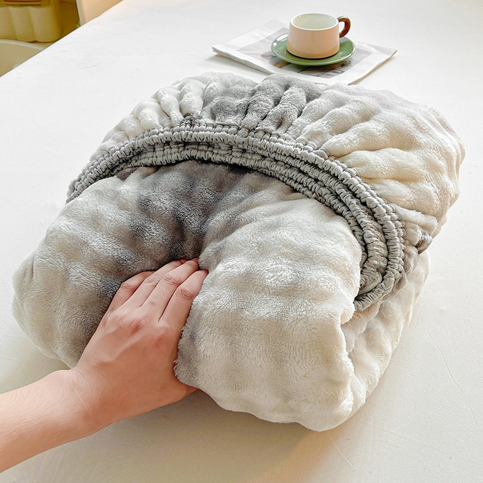 91家纺网 家纺一手货源 找家纺 喜居 2024新款A类兔毛泡泡牛奶绒床笠单床笠三件套 律动