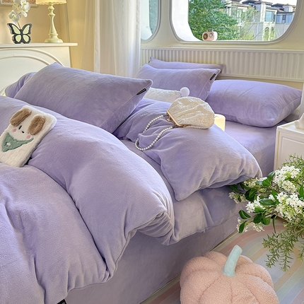 91家纺网 家纺一手货源 找家纺 （总）艾晶美家纺有限公司 2025新款简约加厚牛奶绒四件套--星黛