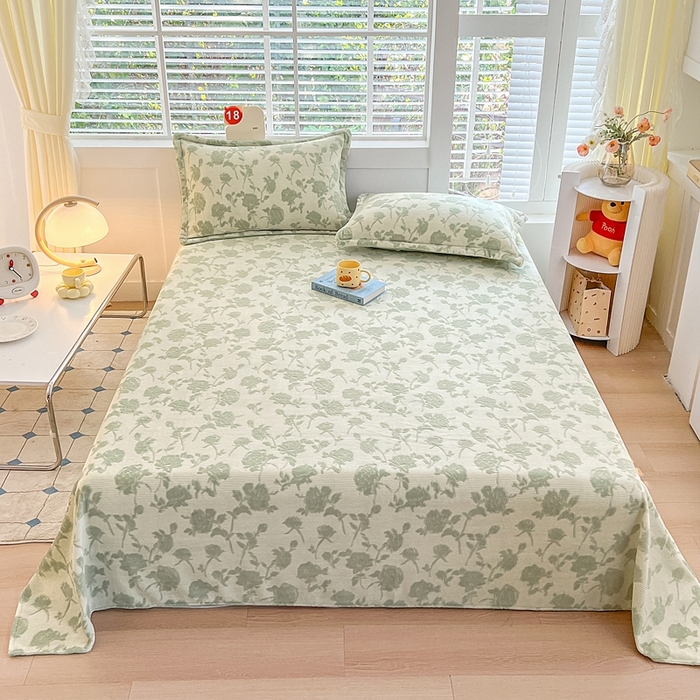 91家纺网 家纺一手货源 找家纺 金盛纺 2024新款雕花牛奶绒床单系列 约定-绿