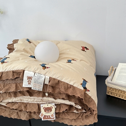 91家纺网 家纺一手货源 找家纺 （总）佰织鑫家居 2024新款全棉法式花边懒人豆豆被