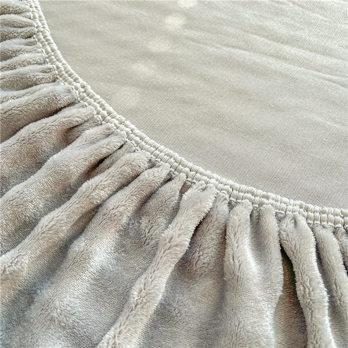 91家纺网 家纺一手货源 找家纺 喜居 2024新款A类兔毛泡泡牛奶绒床笠单床笠三件套 典雅灰