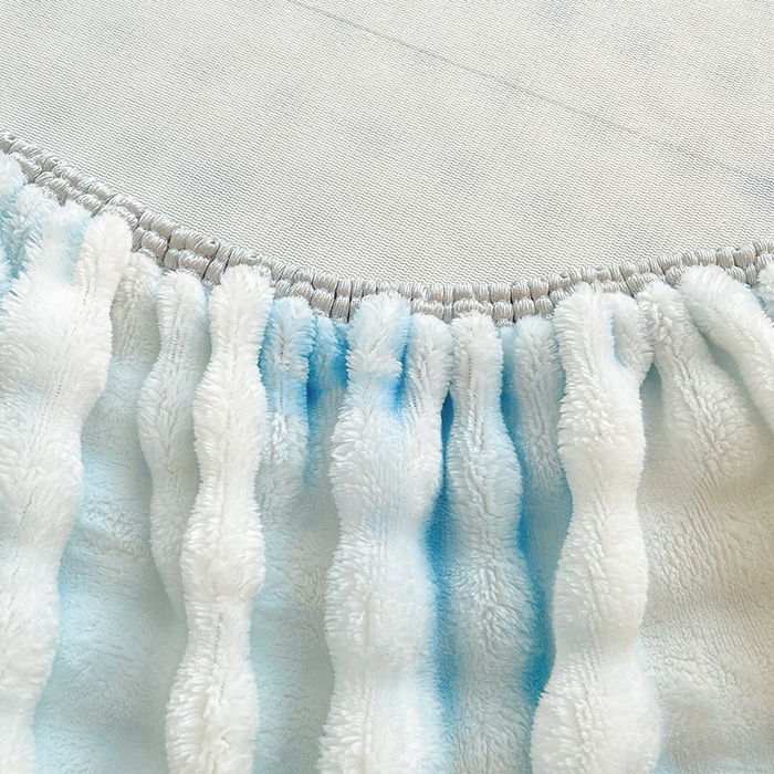 91家纺网 家纺一手货源 找家纺 喜居 2024新款A类兔毛泡泡牛奶绒床笠单床笠三件套 小美好-蓝