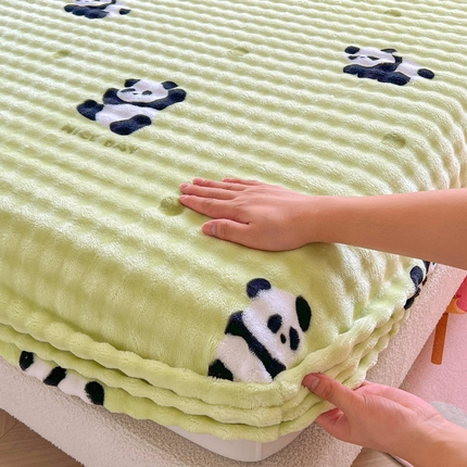 91家纺网 家纺一手货源 找家纺 喜居 2024新款A类兔毛泡泡牛奶绒床笠单床笠三件套 小熊宝