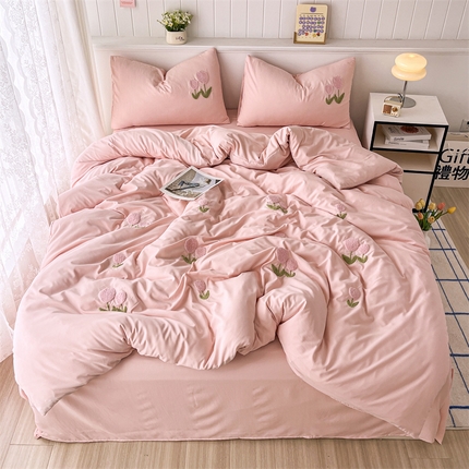 91家纺网 家纺一手货源 找家纺 （总）多品家纺 2024新款水洗棉毛巾绣四件套郁见花海