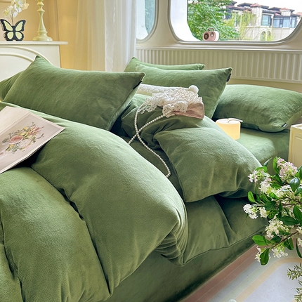 91家纺网 家纺一手货源 找家纺 （总）艾晶美家纺有限公司 2025新款简约加厚牛奶绒四件套--星黛