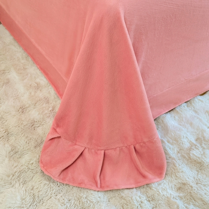 91家纺网 家纺一手货源 找家纺 金盛纺 2024新款牛奶绒纯色单床单 花粉