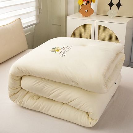 91家纺网 家纺一手货源 找家纺 锦禾穗 2024新款亲肤生姜暖暖被被子被芯 生姜暖绒-米色