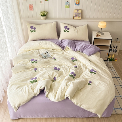 91家纺网 家纺一手货源 找家纺 （总）多品家纺 2024新款水洗棉毛巾绣四件套郁见花海