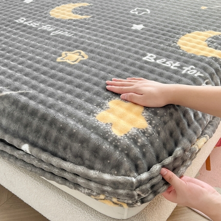 91家纺网 家纺一手货源 找家纺 喜居 2024新款A类兔毛泡泡牛奶绒床笠单床笠三件套 流星