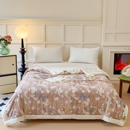 91家纺网 家纺一手货源 找家纺 （总）金丝鸟 2024加厚240g立体雕花牛奶绒夹棉绗缝手包毛毯毯子