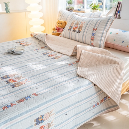 91家纺网 家纺一手货源 找家纺 （总）X猫先生 2025新款全棉床盖小清新夹棉水洗炕盖床盖套件-跑量款