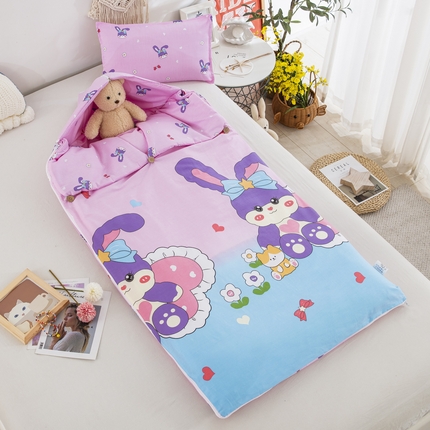 91家纺网 家纺一手货源 找家纺 （总）大黄蜂家居家纺 2025新款秋冬加绒款纯棉水晶绒四季大版花儿童睡袋