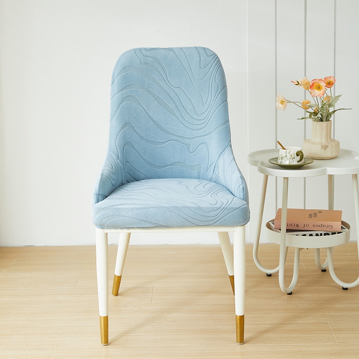 91家纺网 家纺一手货源 找家纺 丝绮鹿 2024新款雕花绒曲意系列-小扶手弧形椅套 淡蓝