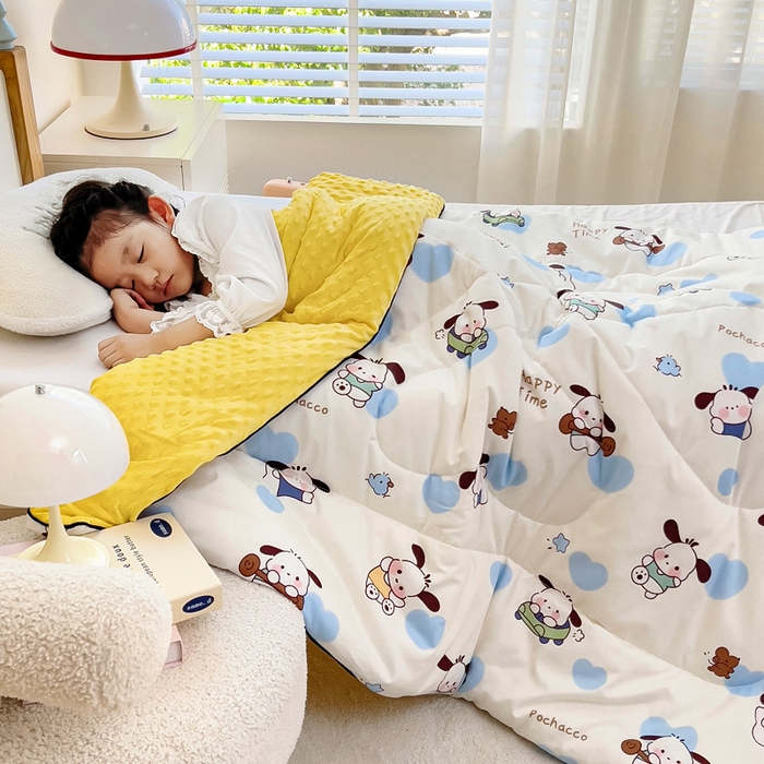 91家纺网 家纺一手货源 找家纺 吉咪兔 24年新款幼儿园卡通全棉豆豆被冬季纯棉儿童豆豆毯加厚棉被安抚秋冬宝宝被子 小狗萌萌
