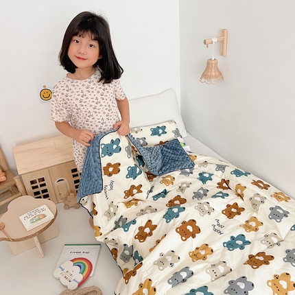 吉咪兔 24年新款幼儿园卡通全棉豆豆被冬季纯棉儿童豆豆毯加厚棉被安抚秋冬宝宝被子 小熊宝贝