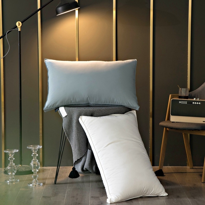 91家纺网 家纺一手货源 找家纺 （总）颐羽达 新款60贡缎立体双层羽绒枕 纯棉鹅绒枕酒店民宿枕芯批发