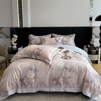 91家纺网 家纺一手货源 找家纺 棠颂家纺 2025新款澳棉加厚磨毛数码印花四件套（礼盒款） 云梦泽