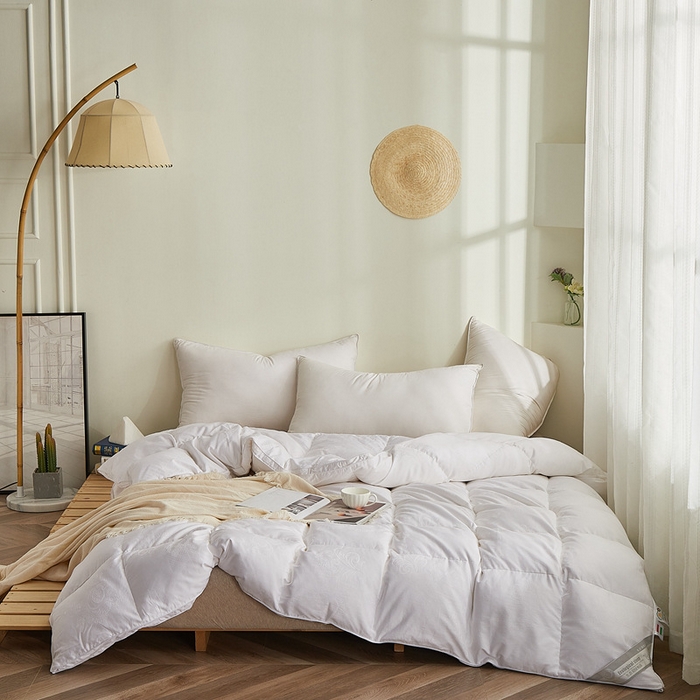 91家纺网 家纺一手货源 找家纺 （总）颐羽达 加工定制60s全棉双层提花鹅绒被被壳 自充绒羽绒被半成品被壳