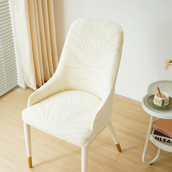 91家纺网 家纺一手货源 找家纺 丝绮鹿 2024新款雕花绒曲意系列-小扶手弧形椅套 米白