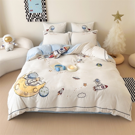 （总）西西家居  2024新款正宗全消光230g牛奶绒四件套-绒-宇航梦