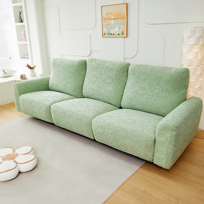 91家纺网 家纺一手货源 找家纺 丝绮鹿 2024新款雕花绒年华系列-芝华士沙发套 草绿