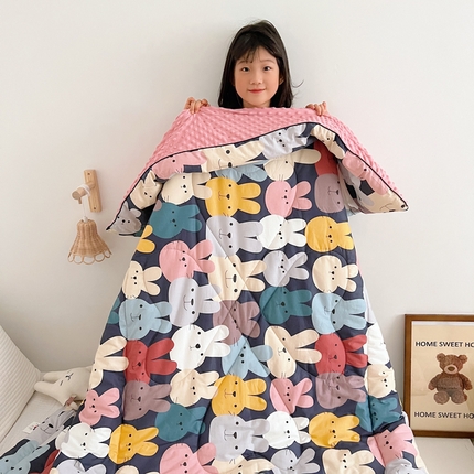 吉咪兔 24年新款幼儿园卡通全棉豆豆被冬季纯棉儿童豆豆毯加厚棉被安抚秋冬宝宝被子 小兔宝贝
