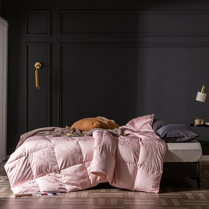 91家纺网 家纺一手货源 找家纺 （总）颐羽达 定制木本提花贡缎双层立体羽绒被半成品被套防钻绒鹅绒被被壳