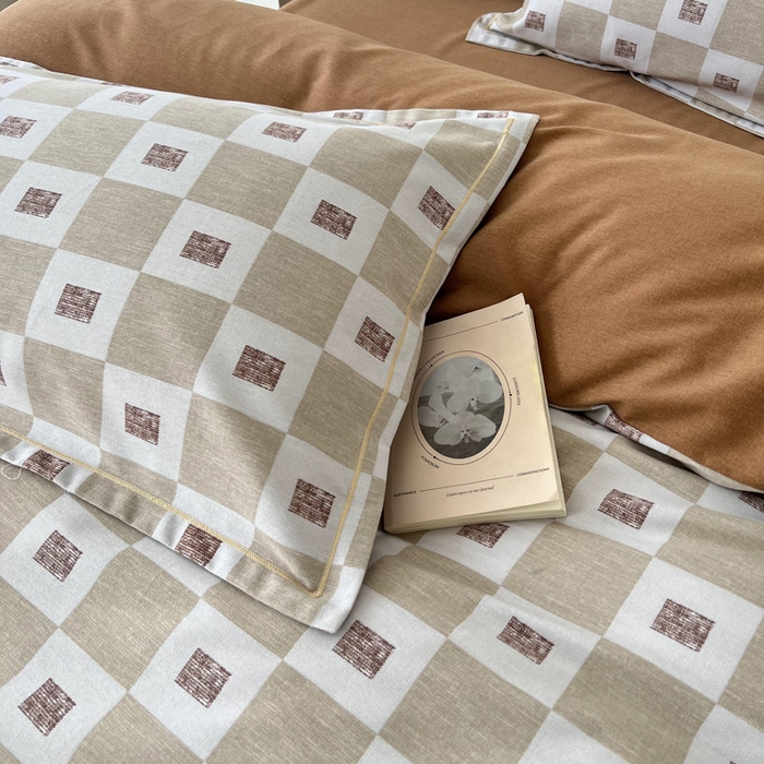 91家纺网 家纺一手货源 找家纺 大吉 2024新款全棉磨毛单枕套 棋盘格